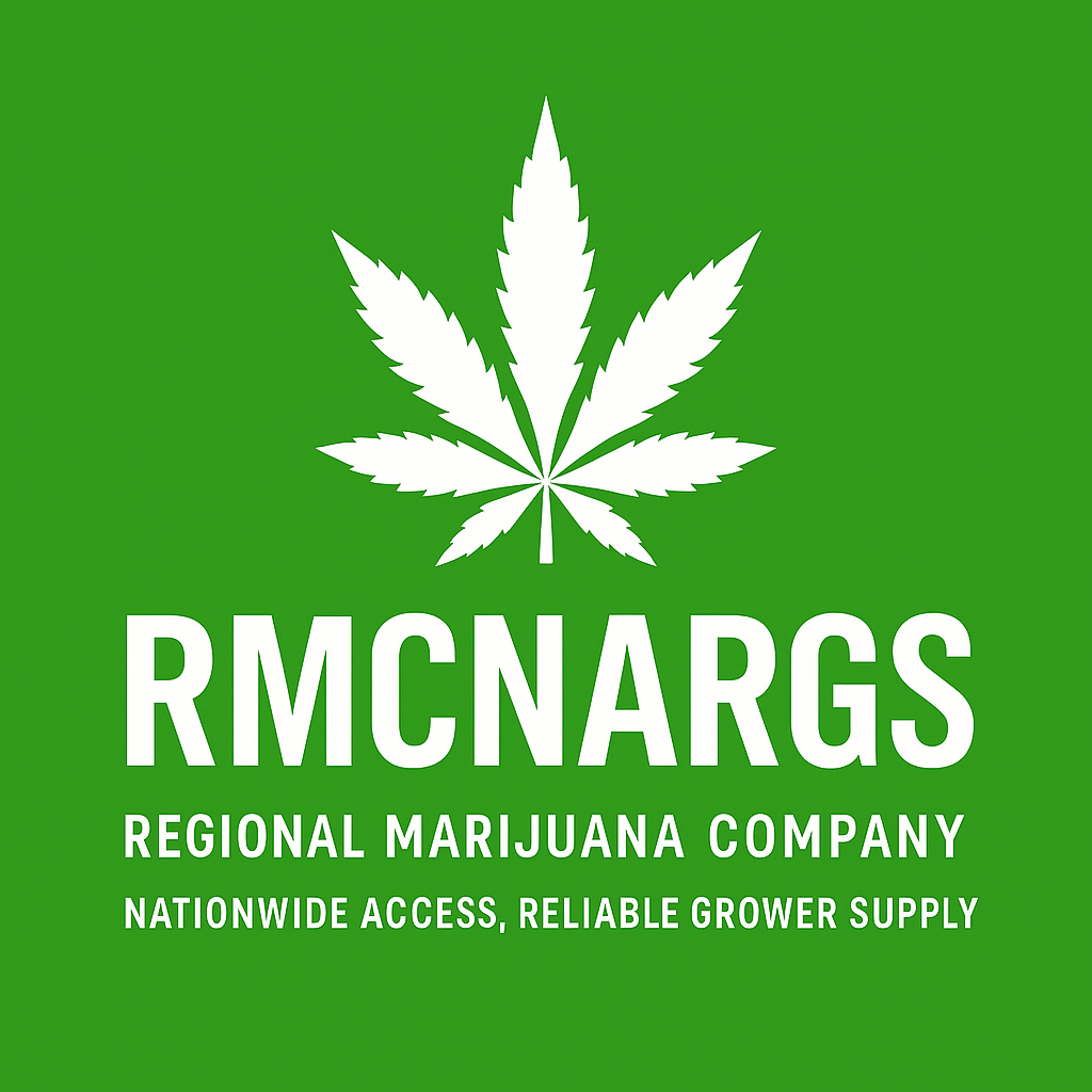 RMCNARGS logo with a white cannabis leaf and text on a bright green background